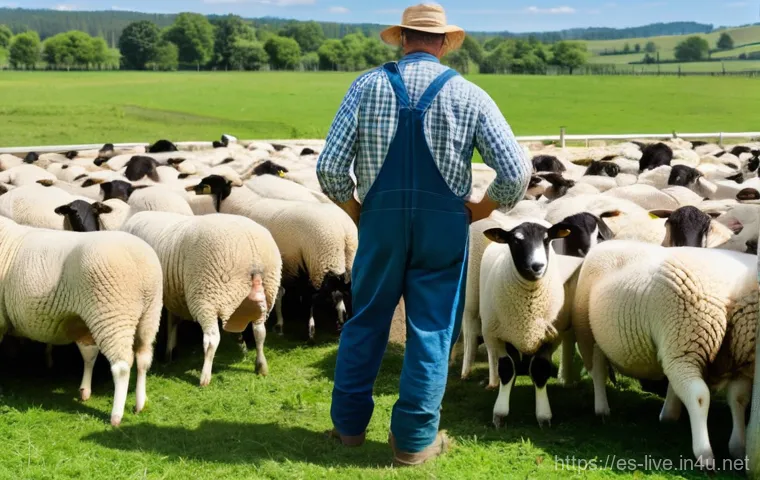 축산업 환경 보호 사례 - **Prompt:** A modern, sustainable farm showcasing technological integration. In the foreground, a sl... 축산업 환경 보호 사례 - **Prompt:** A modern, sustainable farm showcasing technological integration. In the foreground, a sl...