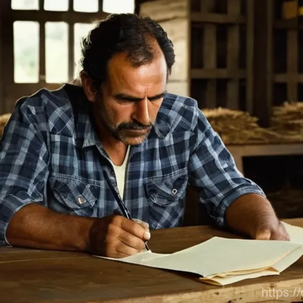 축산업 자격증 유지 비용 - **Image Prompt: The Bureaucracy Burden**
A Spanish livestock farmer, a man or woman in their 40s...