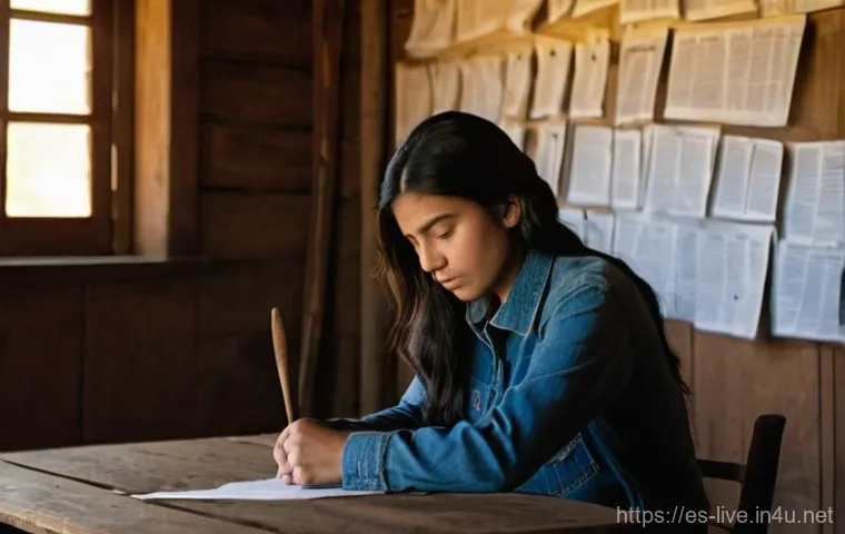 축산업 자격증 실패 사례 극복기 - **Prompt:** A young female rancher, with a determined yet slightly downcast expression, is seated at...